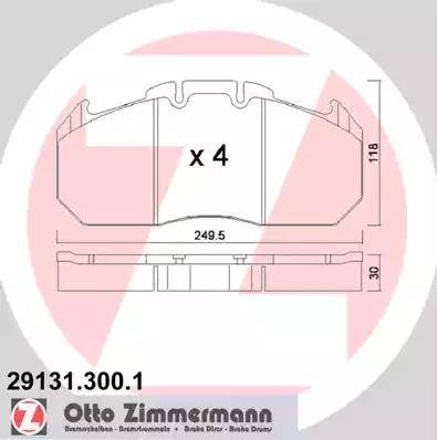 Zimmermann 29131.300.1 - Тормозные колодки, дисковые, комплект autospares.lv