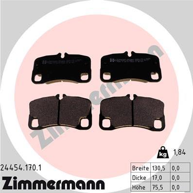 Zimmermann 24454.170.1 - Тормозные колодки, дисковые, комплект autospares.lv
