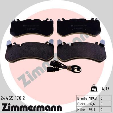 Zimmermann 24455.170.2 - Тормозные колодки, дисковые, комплект autospares.lv