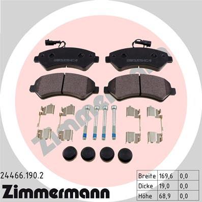 Zimmermann 24466.190.2 - Тормозные колодки, дисковые, комплект autospares.lv