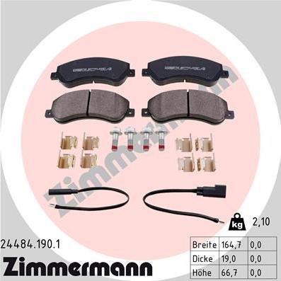 Zimmermann 24484.190.1 - Тормозные колодки, дисковые, комплект autospares.lv