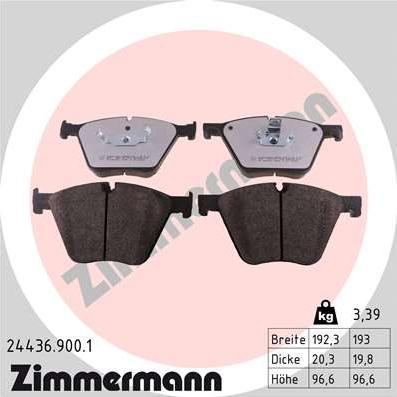 Zimmermann 24436.900.1 - Тормозные колодки, дисковые, комплект autospares.lv