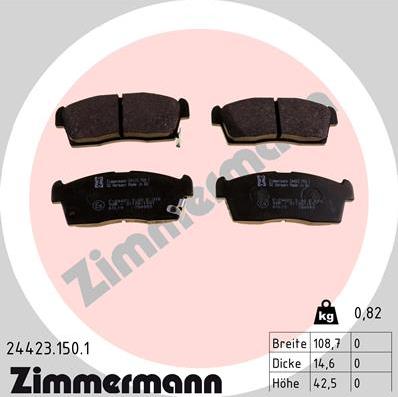 Zimmermann 24423.150.1 - Тормозные колодки, дисковые, комплект autospares.lv