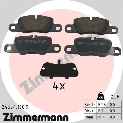 Zimmermann 24554.160.9 - Тормозные колодки, дисковые, комплект autospares.lv