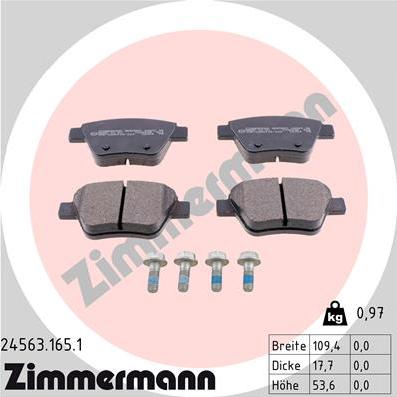 Zimmermann 24563.165.1 - Тормозные колодки, дисковые, комплект autospares.lv