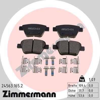 Zimmermann 24563.165.2 - Тормозные колодки, дисковые, комплект autospares.lv