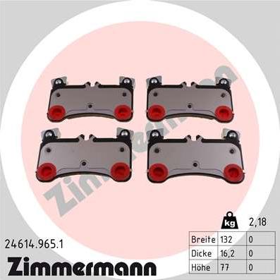 Zimmermann 24614.965.1 - Тормозные колодки, дисковые, комплект autospares.lv