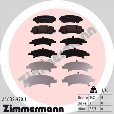 Zimmermann 24632.970.1 - Тормозные колодки, дисковые, комплект autospares.lv