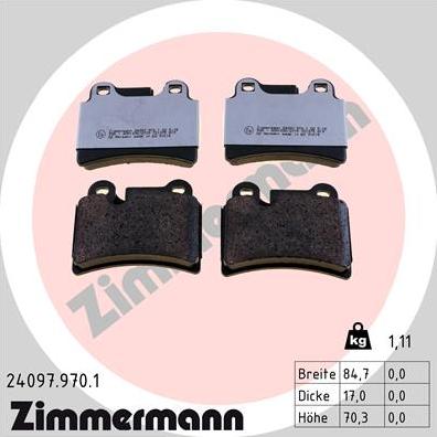 Zimmermann 24097.970.1 - Тормозные колодки, дисковые, комплект autospares.lv