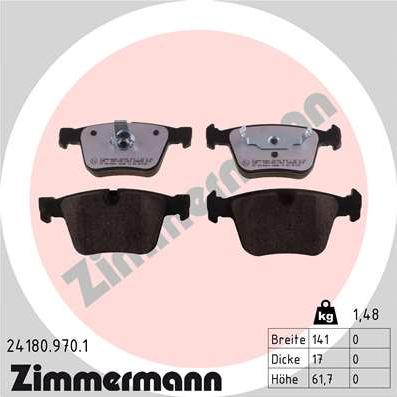 Zimmermann 24180.970.1 - Тормозные колодки, дисковые, комплект autospares.lv