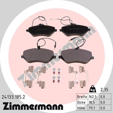 Zimmermann 24133.185.2 - Тормозные колодки, дисковые, комплект autospares.lv