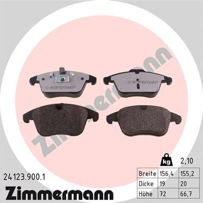 Zimmermann 24123.900.1 - Тормозные колодки, дисковые, комплект autospares.lv