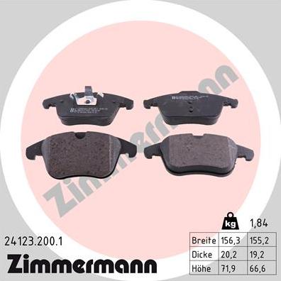 Zimmermann 24123.200.1 - Тормозные колодки, дисковые, комплект autospares.lv