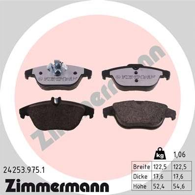 Zimmermann 24253.975.1 - Тормозные колодки, дисковые, комплект autospares.lv