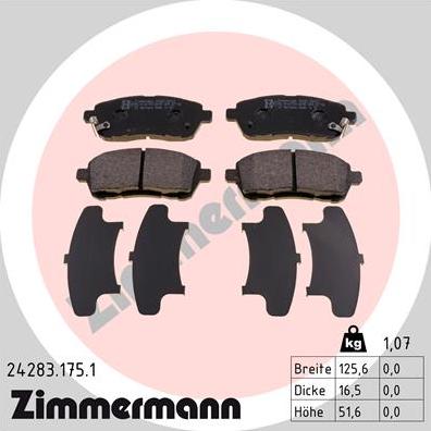 Zimmermann 24283.175.1 - Тормозные колодки, дисковые, комплект autospares.lv