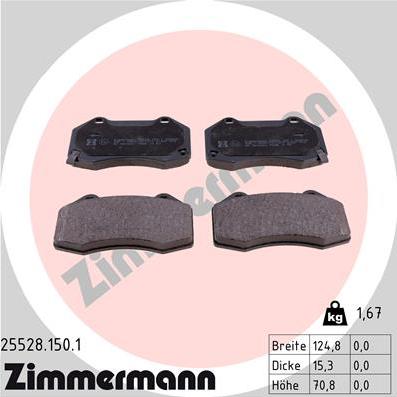 Zimmermann 25528.150.1 - Тормозные колодки, дисковые, комплект autospares.lv