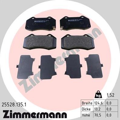 Zimmermann 25528.135.1 - Тормозные колодки, дисковые, комплект autospares.lv