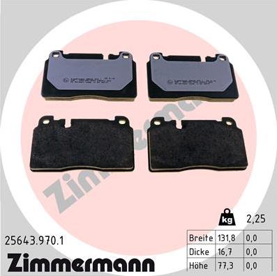 Zimmermann 25643.970.1 - Тормозные колодки, дисковые, комплект autospares.lv