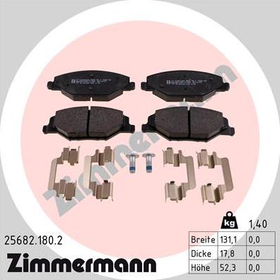 Zimmermann 25682.180.2 - Тормозные колодки, дисковые, комплект autospares.lv