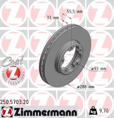 Zimmermann 250.5703.20 - Тормозной диск autospares.lv