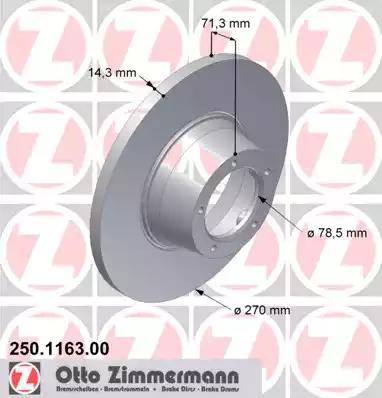 Zimmermann 250.1163.00 - Тормозной диск autospares.lv
