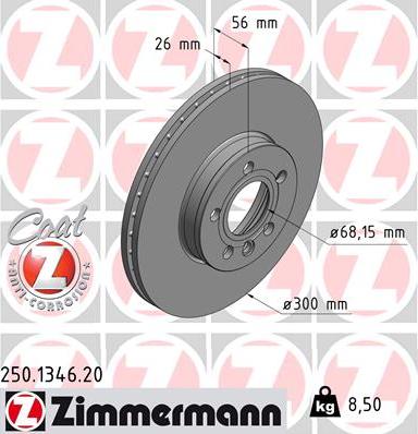 Zimmermann 250.1346.20 - Тормозной диск autospares.lv