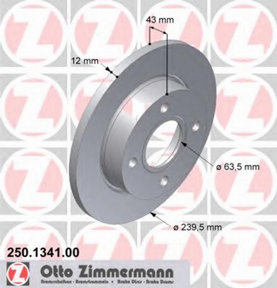 Zimmermann 250 1341 00 - Тормозной диск autospares.lv