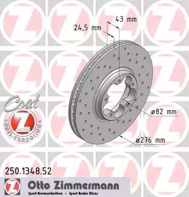 Zimmermann 250.1348.52 - Тормозной диск autospares.lv