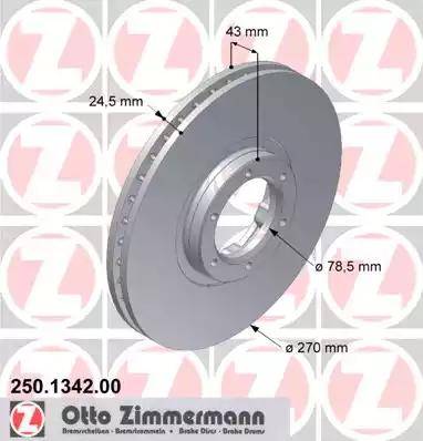 Zimmermann 250.1342.00 - Тормозной диск autospares.lv