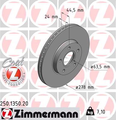 Zimmermann 250.1350.20 - Тормозной диск autospares.lv