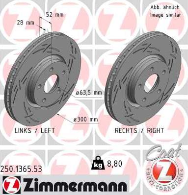 Zimmermann 250.1365.53 - Тормозной диск autospares.lv