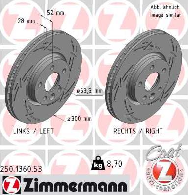 Zimmermann 250.1360.53 - Тормозной диск autospares.lv