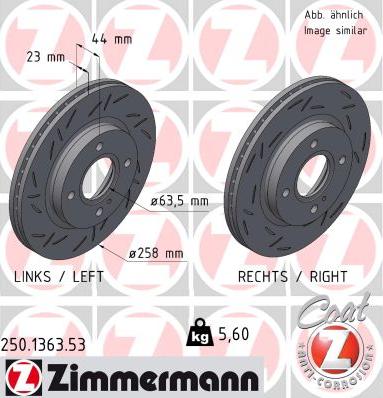 Zimmermann 250.1363.53 - Тормозной диск autospares.lv