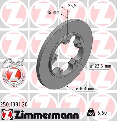 Zimmermann 250.1381.20 - Тормозной диск autospares.lv