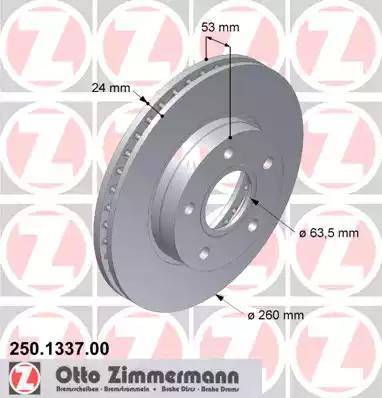 Zimmermann 250.1337.00 - Тормозной диск autospares.lv