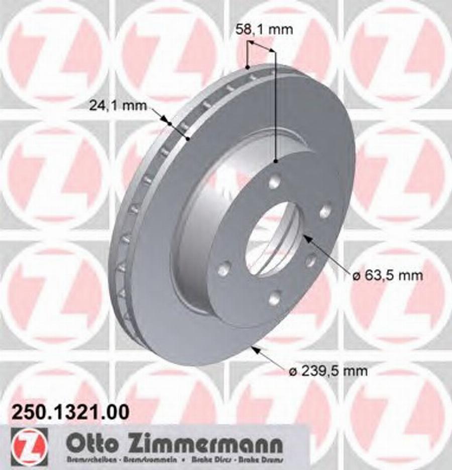 Zimmermann 250.1321.00 - Тормозной диск autospares.lv
