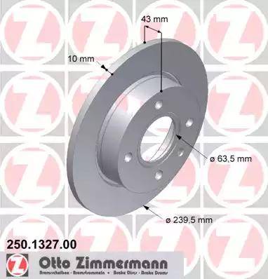 Zimmermann 250.1327.00 - Тормозной диск autospares.lv