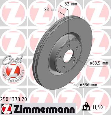 Zimmermann 250.1373.20 - Тормозной диск autospares.lv