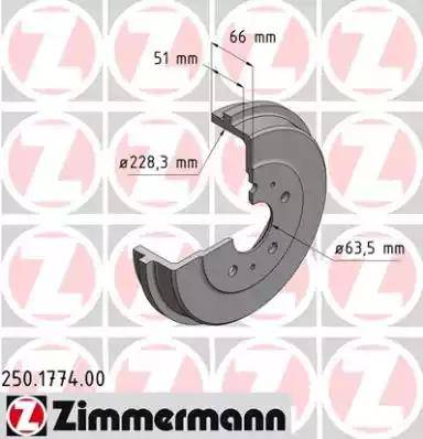 Zimmermann 250.1774.00 - Тормозной барабан autospares.lv