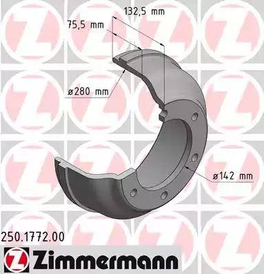 Zimmermann 250.1772.00 - Тормозной барабан autospares.lv