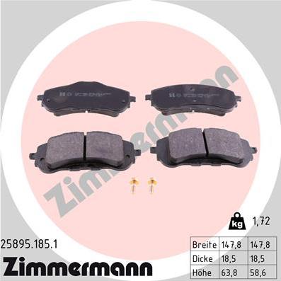 Zimmermann 25895.185.1 - Тормозные колодки, дисковые, комплект autospares.lv