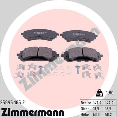 Zimmermann 25895.185.2 - Тормозные колодки, дисковые, комплект autospares.lv