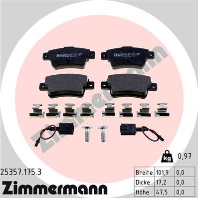 Zimmermann 25357.175.3 - Тормозные колодки, дисковые, комплект autospares.lv