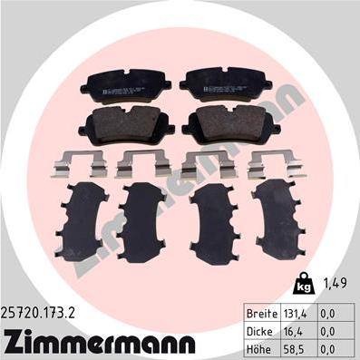 Zimmermann 25720.173.2 - Тормозные колодки, дисковые, комплект autospares.lv