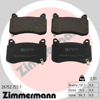 Zimmermann 26152.155.1 - Тормозные колодки, дисковые, комплект autospares.lv