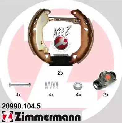 Zimmermann 20990.104.5 - Комплект тормозных колодок, барабанные autospares.lv