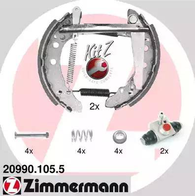 Zimmermann 20990.105.5 - Комплект тормозных колодок, барабанные autospares.lv