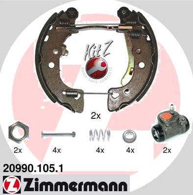 Zimmermann 20990.105.1 - Комплект тормозных колодок, барабанные autospares.lv