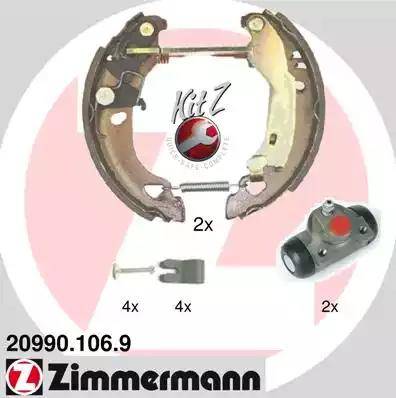 Zimmermann 20990.106.9 - Комплект тормозных колодок, барабанные autospares.lv