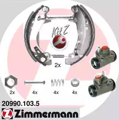 Zimmermann 20990.103.5 - Комплект тормозных колодок, барабанные autospares.lv